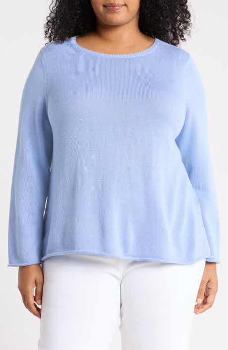 Bateau Neck Cotton Blend Sweater