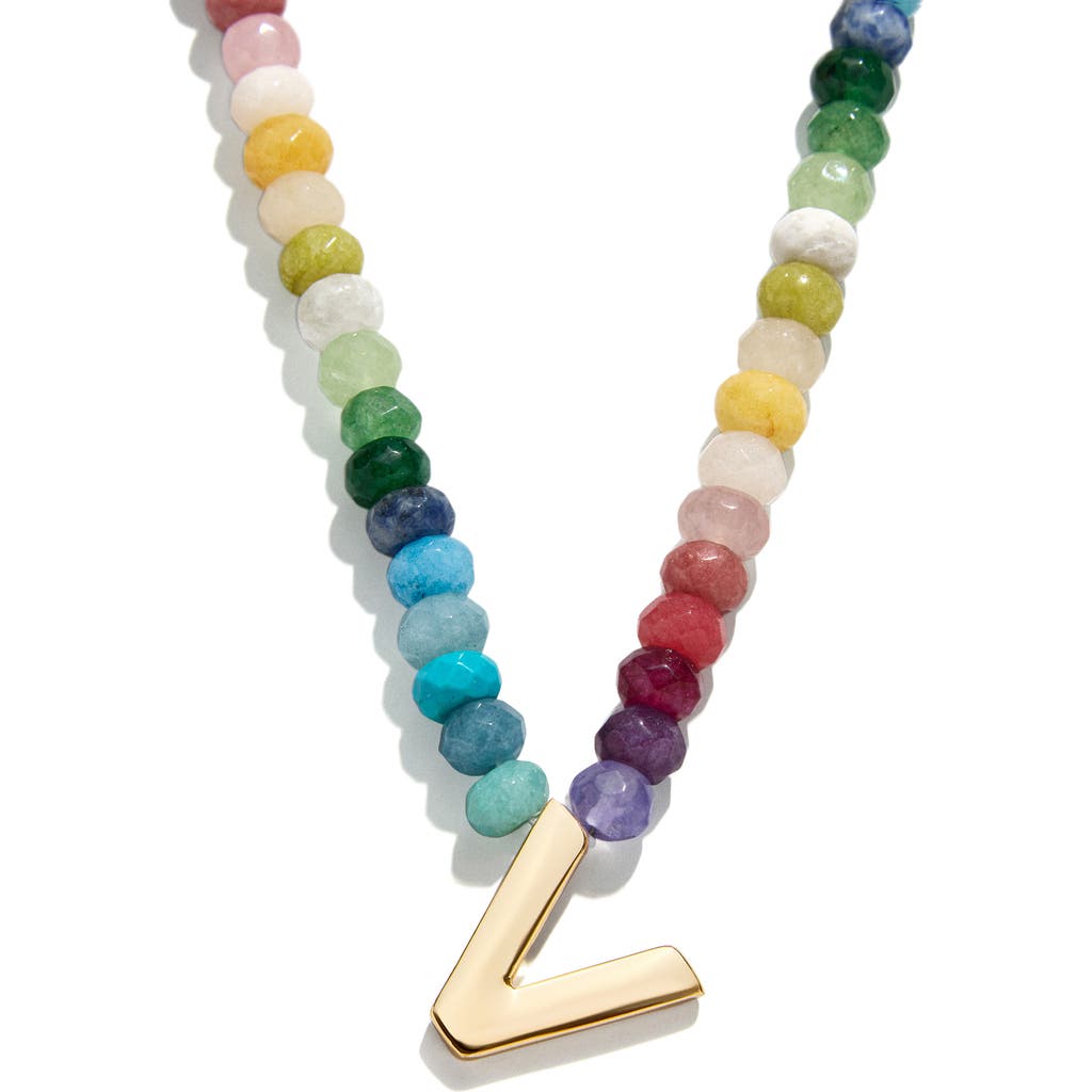 Baublebar Rainbow Beaded Initial Pendant Necklace In Rainbow Multi - V