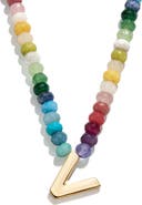 BaubleBar Rainbow Beaded Initial Pendant Necklace