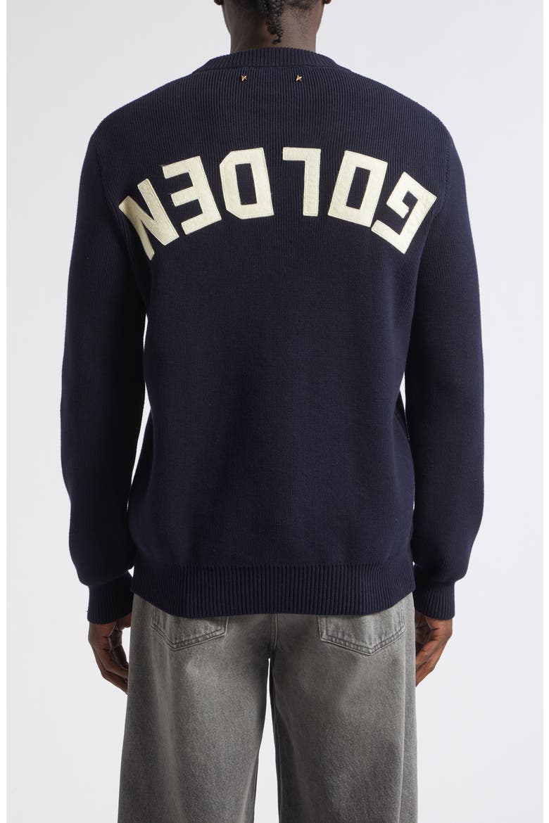 Golden Cotton Blend Crewneck Sweater, Alternate, color, DARK BLUE