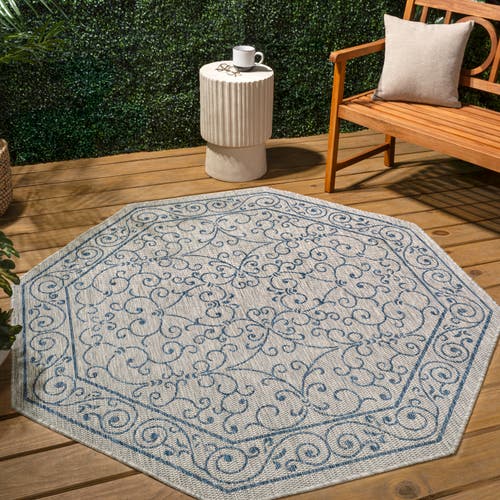 Jonathan Y Charleston Vintage Filigree Textured Weave Octagon Indoor/outdoor Area Rug In Gray