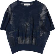 Dries Van Noten Floral Pattern Mixed Stitch Crewneck Sweater