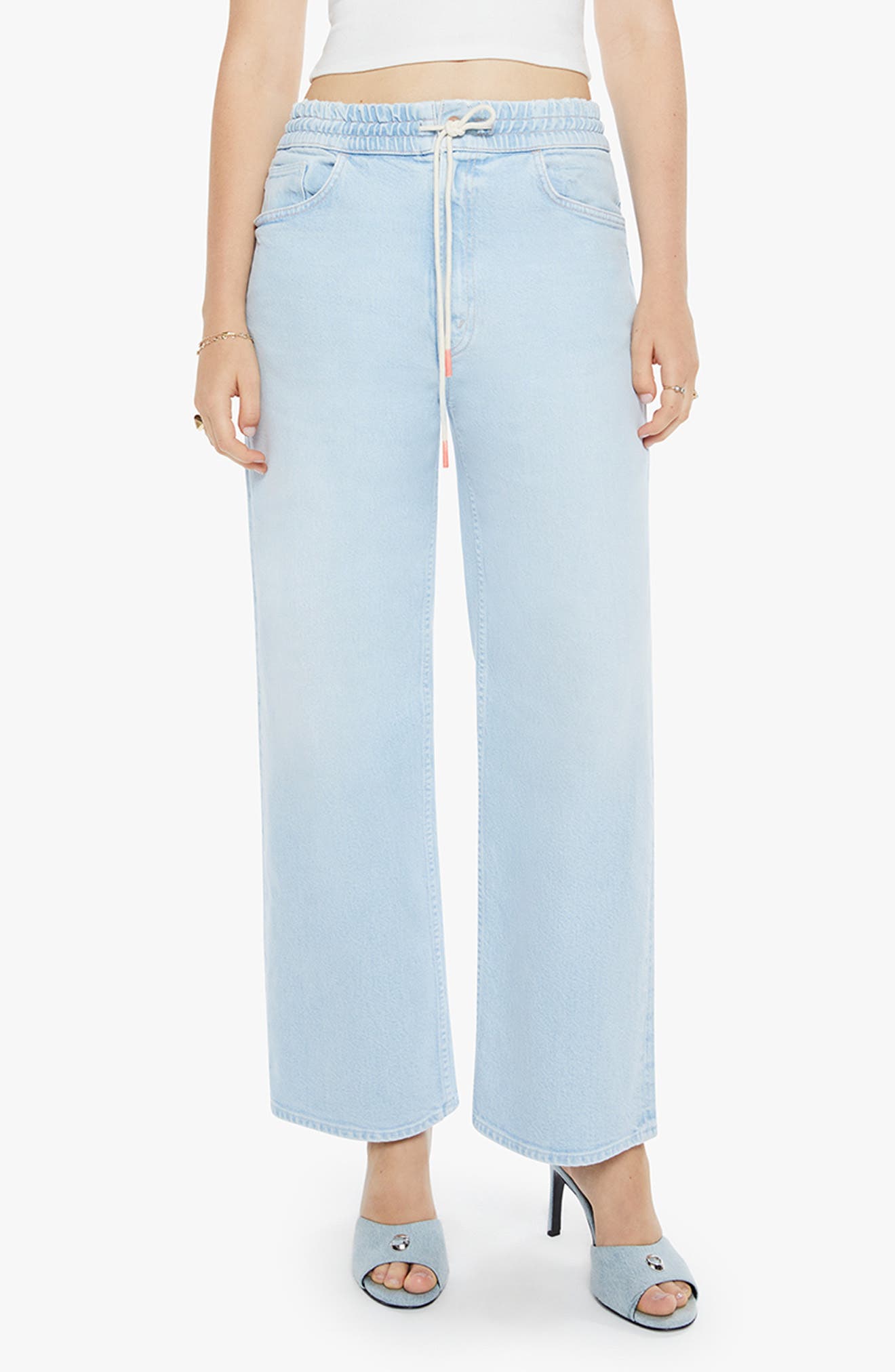 MOTHER The Drawn Tagger Flood Stretch Cotton Drawstring Pants