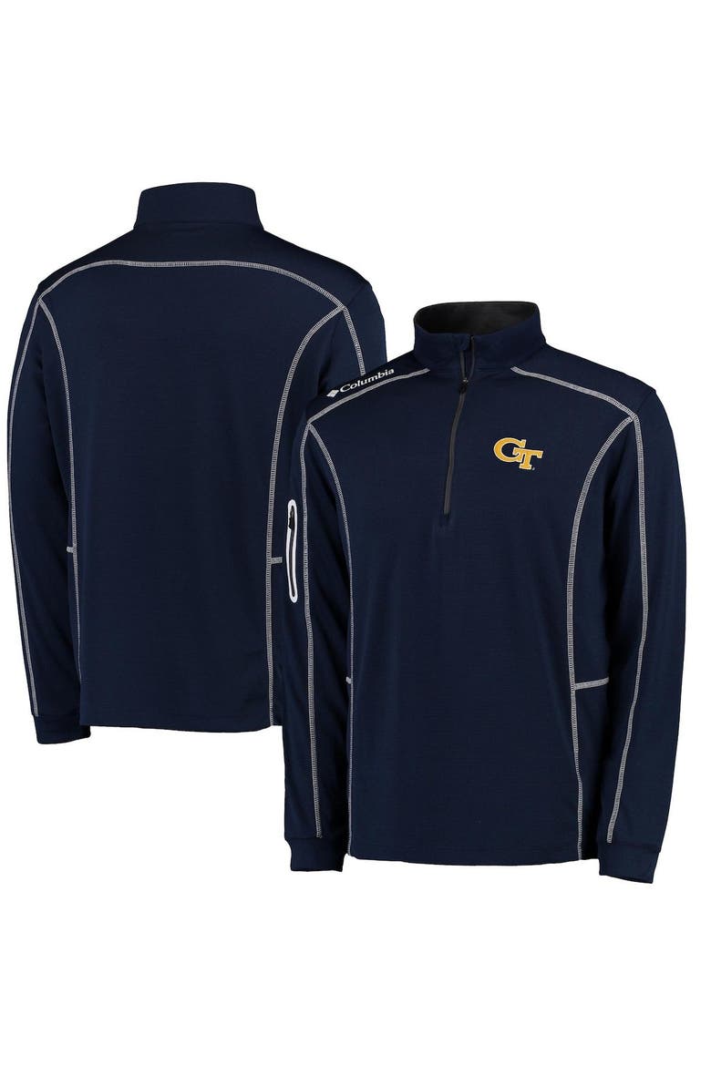 Men's Columbia Golf Navy GA Tech Yellow Jackets Shotgun Omni-Wick Quarter-Zip Pullover Jacket, Main, color, Navy