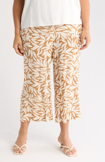 T Tahari Crop Wide Leg Palazzo Pants In Brown