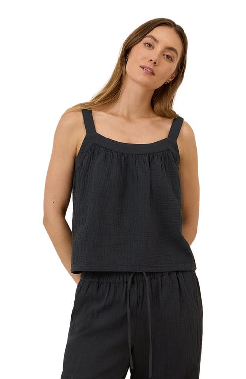 Pact Organic Cotton Double Gauze Square Neck Cami In Black