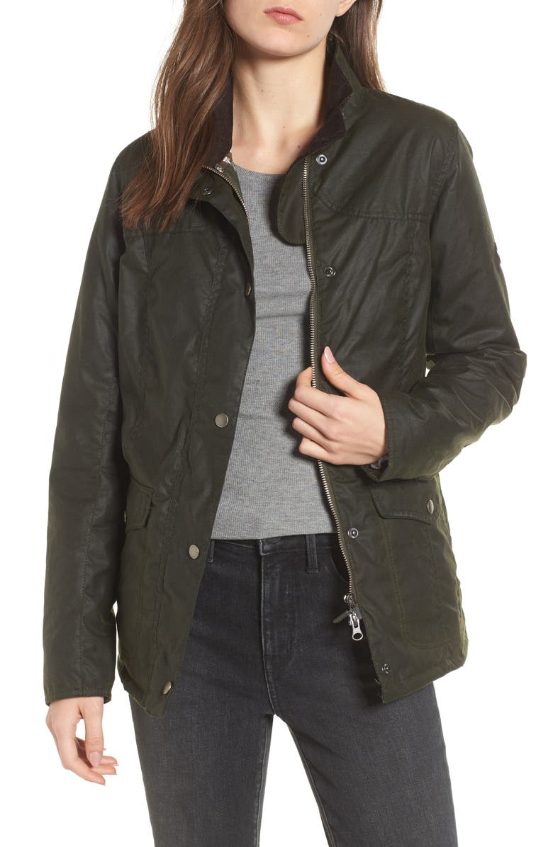 Barbour Sandsend Waxed Cotton Utility Jacket, Main, color, 
