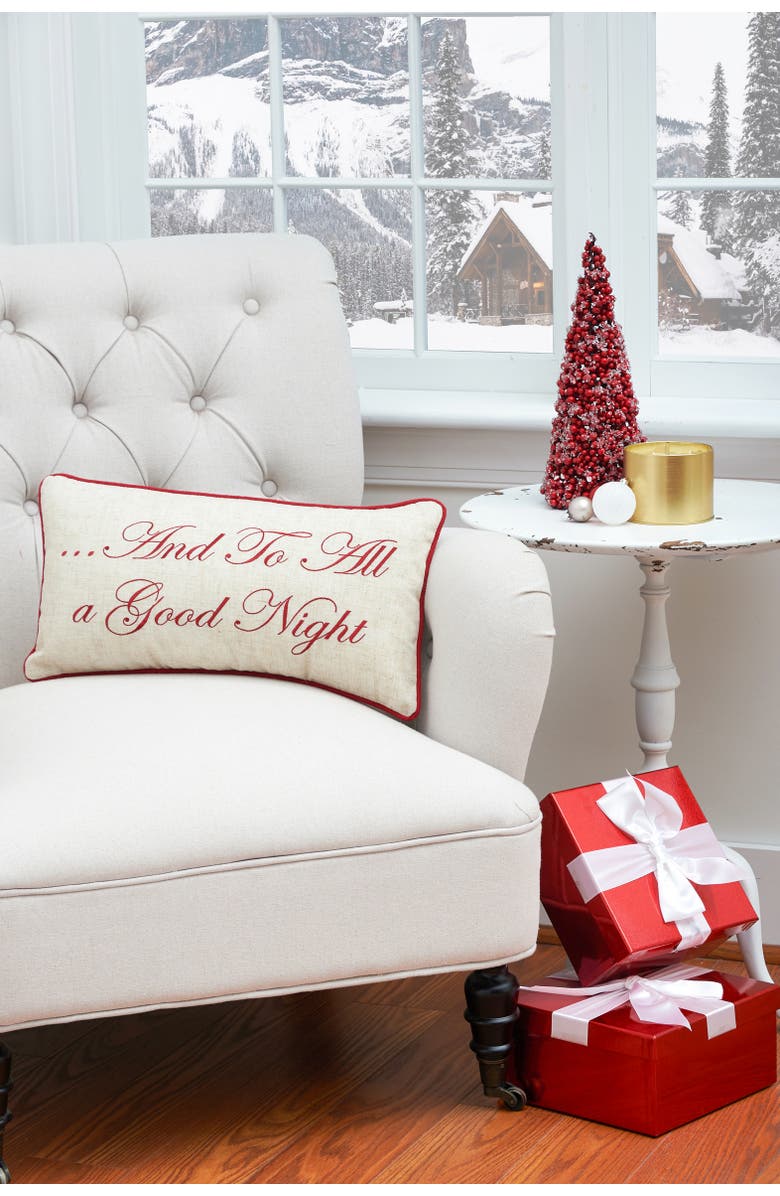 C&F Home "And To All A Good Night" Embroidered Christmas Accent Pillow 10" x 19", Alternate, color, Red