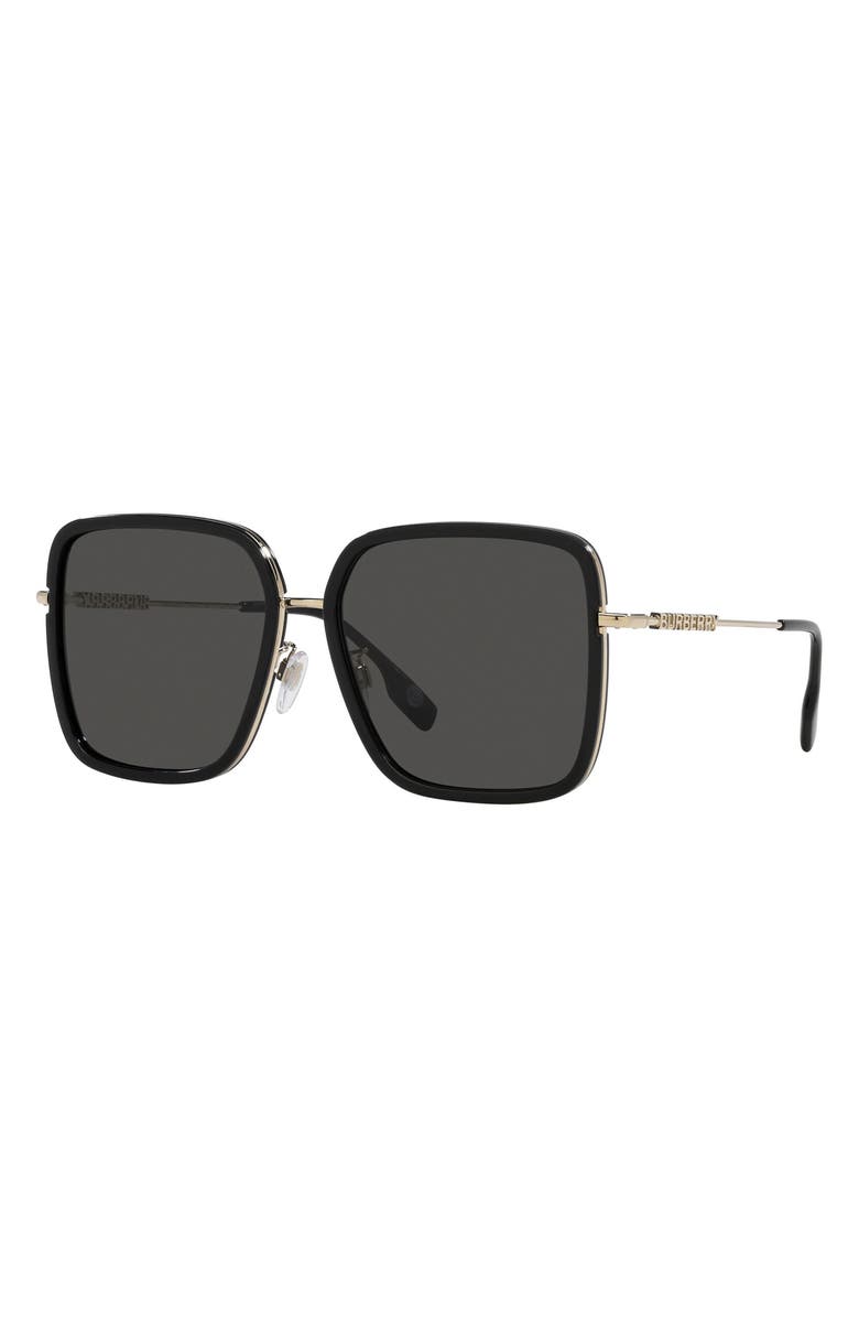 Burberry Benedict 59mm Pilot Sunglasses, Alternate, color, Black