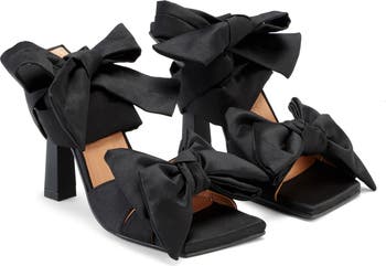 Ganni■Big Bow High Heel Sandal Satin - Black【 残りわずか】 GANNI Big Bow Satin High Heel Sandals | Shopbop
