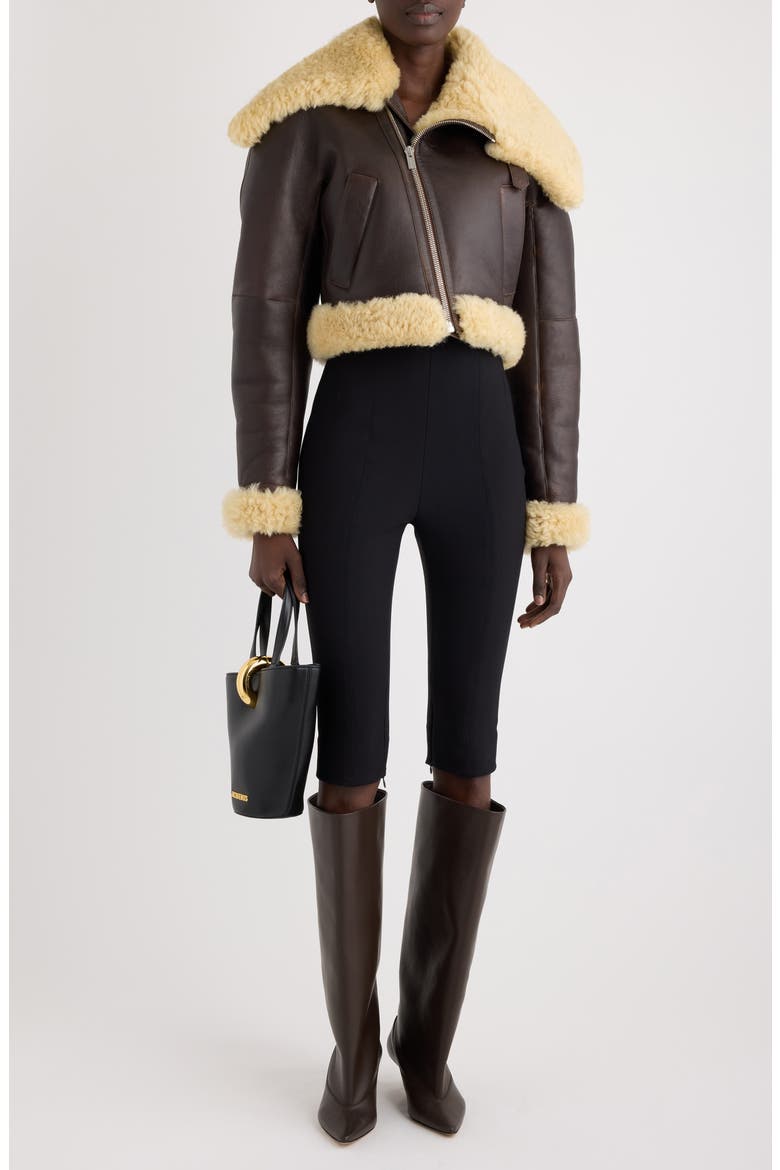 The Aviatore Asymmetric Aviator Jacket, Alternate, color, DARK BROWN