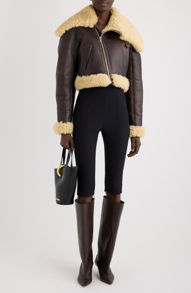 Jacquemus The Aviatore Asymmetric Aviator Jacket, Alternate, color, Dark Brown