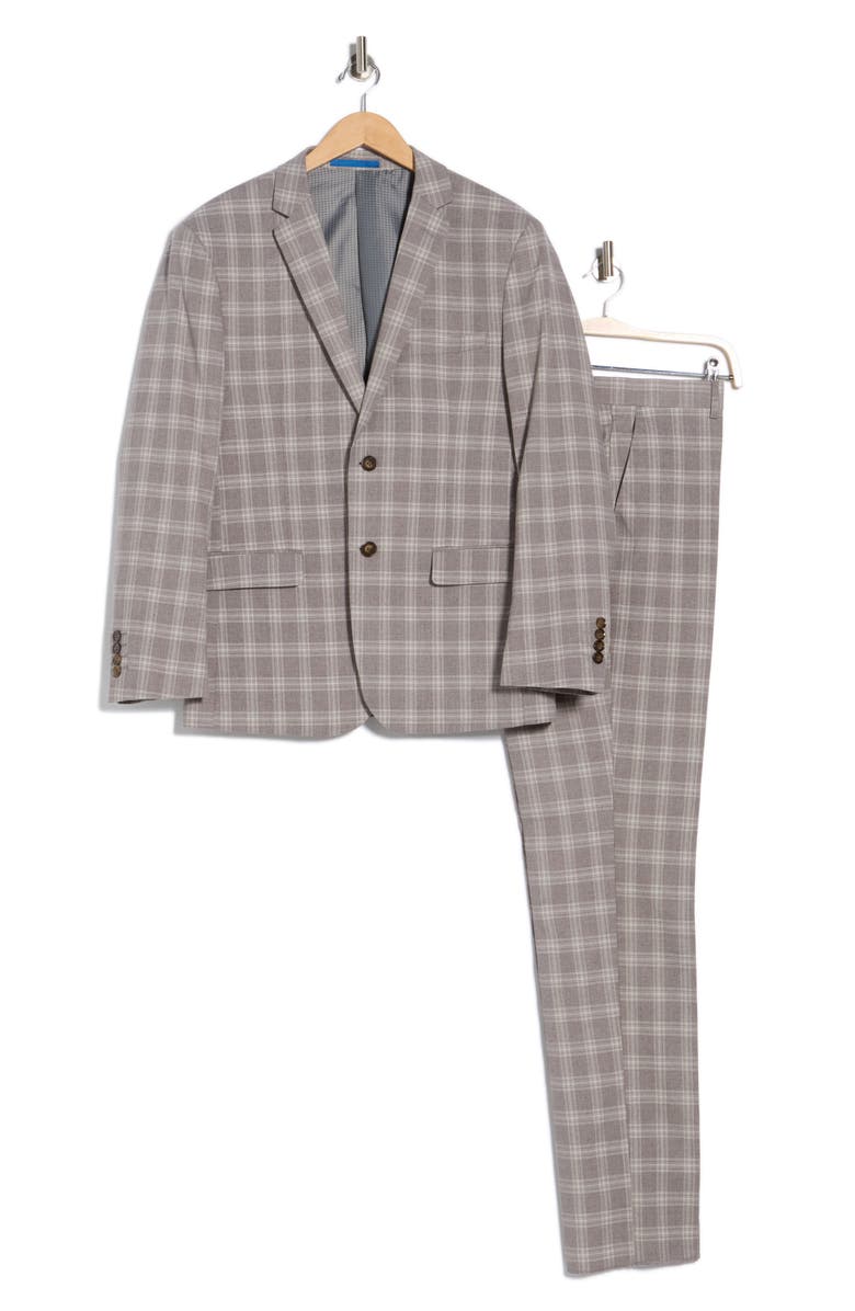 Gino Vitale Slim Fit Plaid Stretch Two-Piece Suit, Main, color, Light Grey