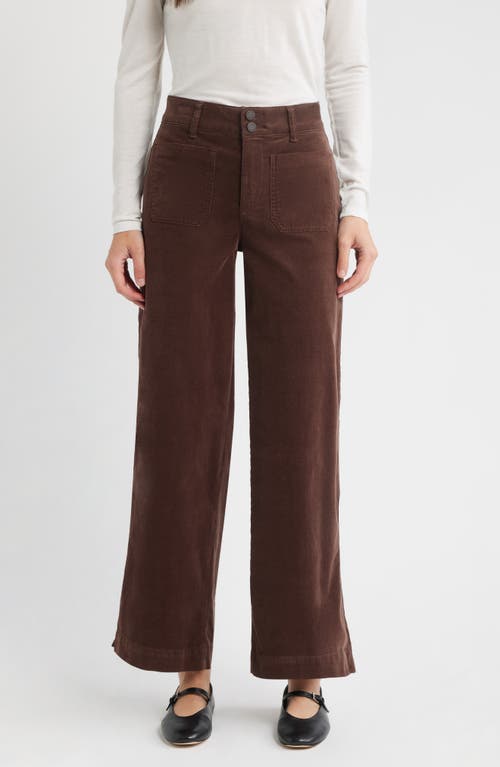 Wit & Wisdom Sam High Waist Wide Leg Corduroy Pants In Brown