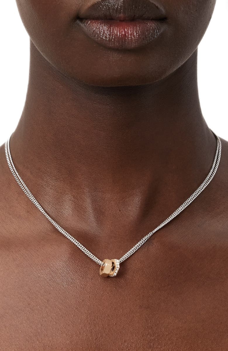 AllSaints Two-Tone Bolt Pendant Necklace, Alternate, color, 