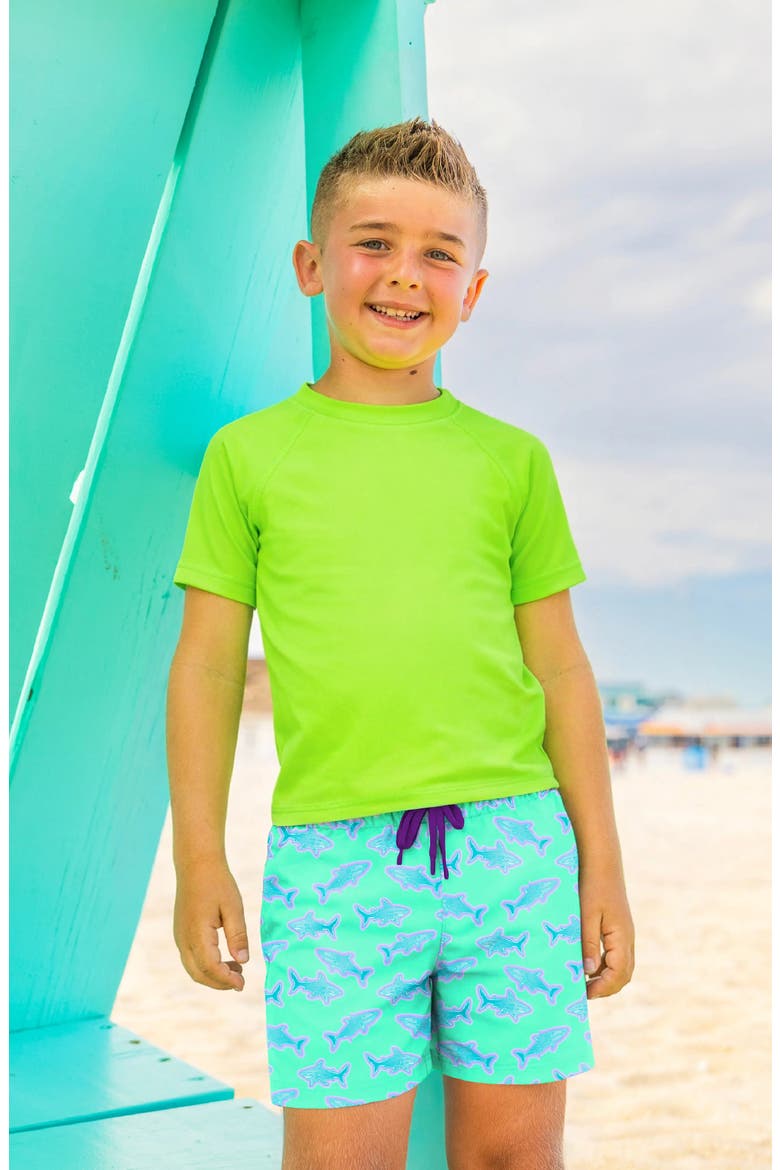 Zuma Neon Lime Short Sleeve Rashguard, Alternate, color, Lime