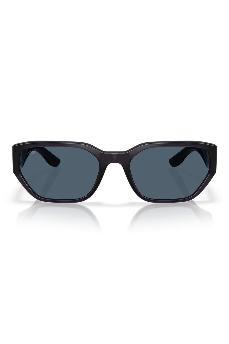 Clemente 58mm Polarized Rectangular Sunglasses, Main, color, DEEP PURPLE/ GRAY 580P