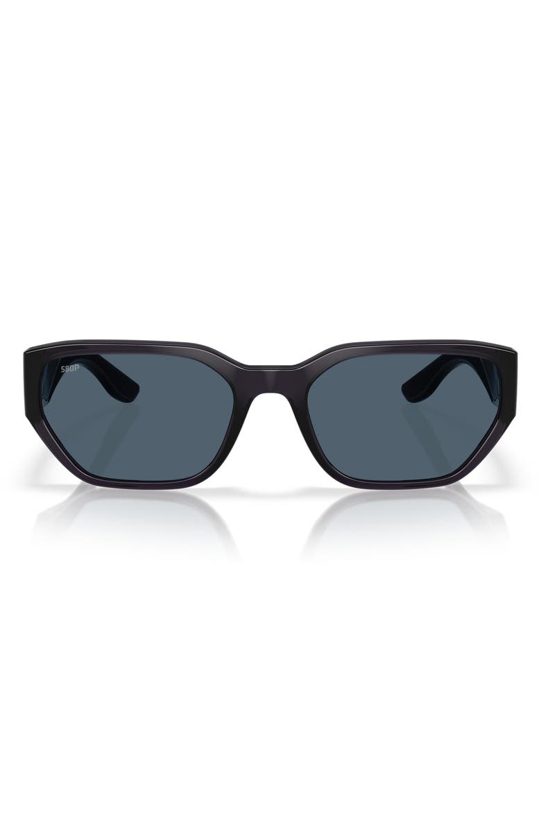 Costa Del Mar Clemente 58mm Polarized Rectangular Sunglasses, Main, color, Deep Purple/ Gray 580P