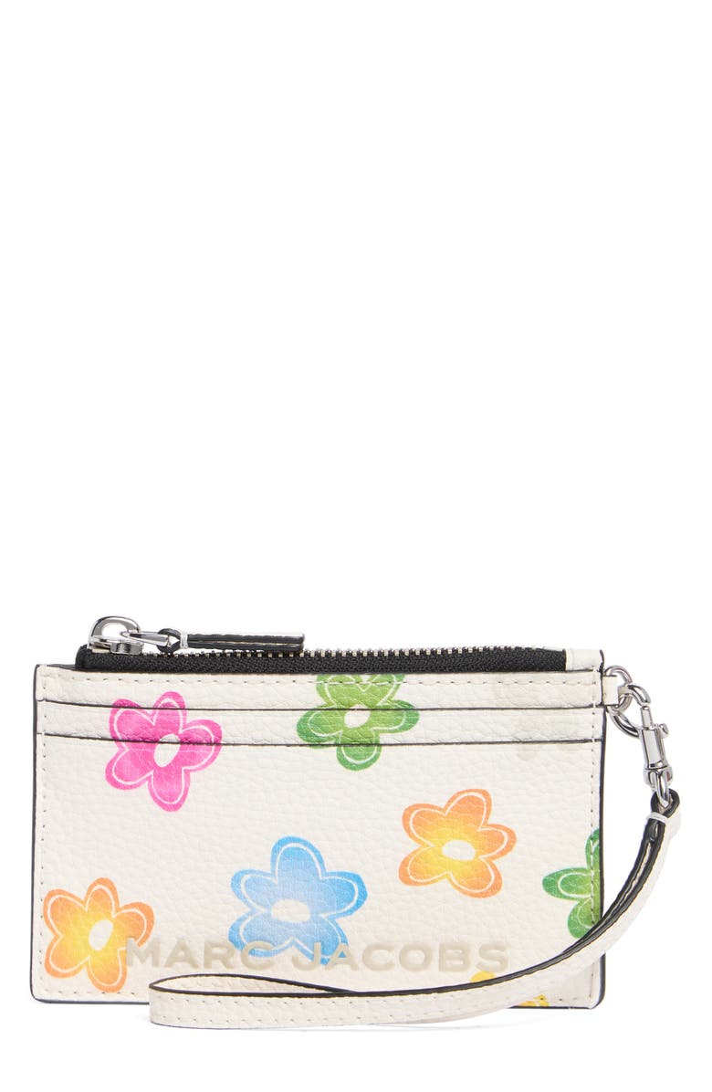 Marc Jacobs Floral Print Wristlet, Main, color, White Multi