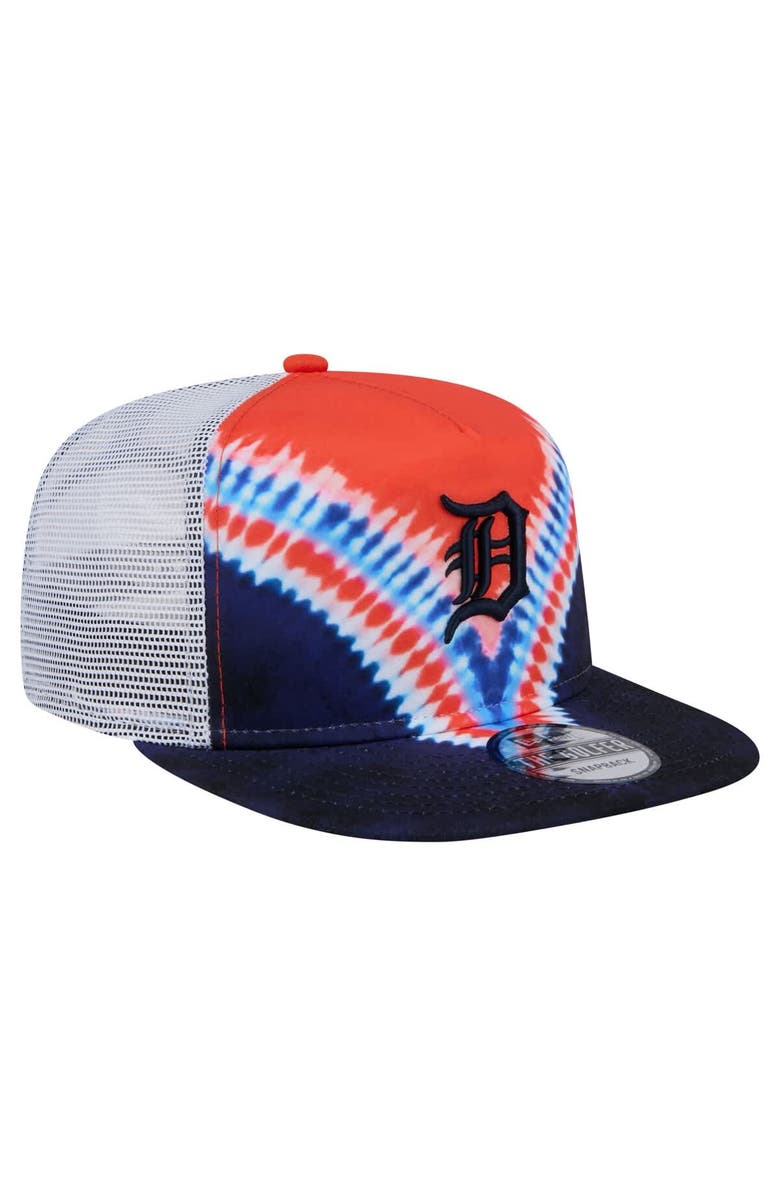New Era Men's New Era Detroit Tigers Tie-Dye Golfer Trucker Adjustable Hat, Alternate, color, Navy