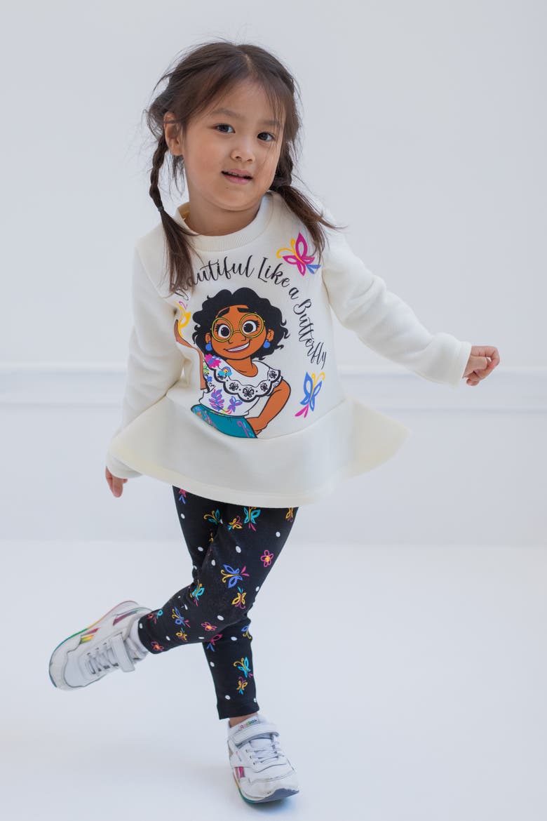 Encanto 2-Piece Fleece Sweatshirt and Leggings Set, Alternate, color, Mirabel Ivory Black