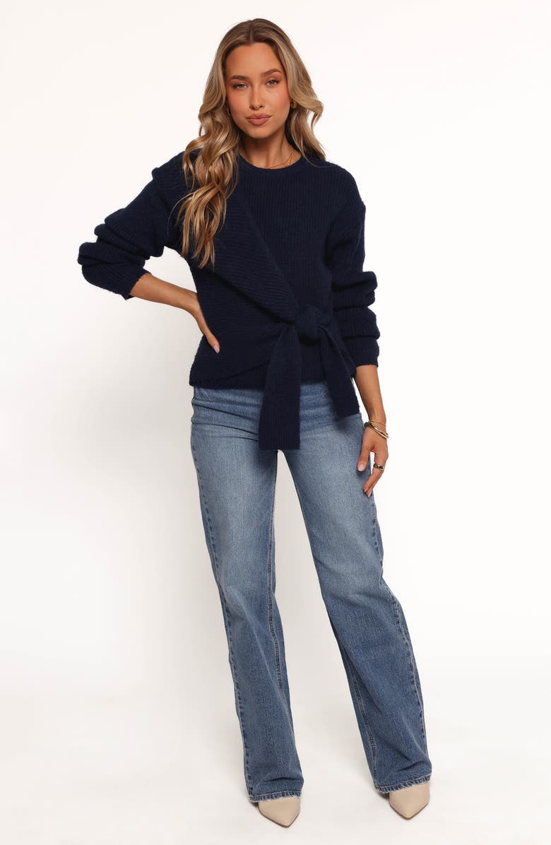 Petal & Pup Ettie Side Tie Sweater, Alternate, color, Navy