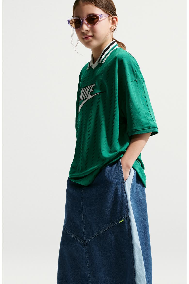 Kids' Sportswear Denim Midi Skirt, Alternate, color, MYSTIC NAVY/ COASTAL BLUE
