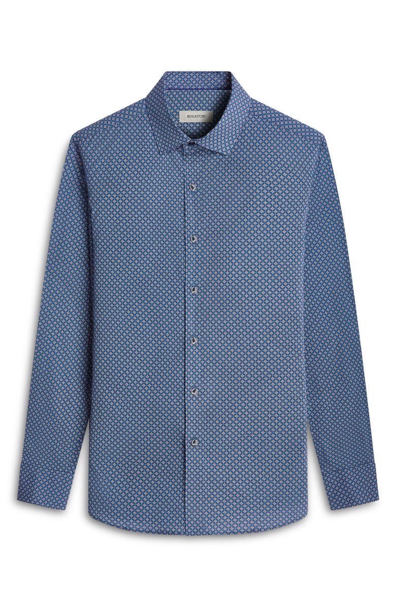 Bugatchi Axel Shaped Fit Mosaic Print Stretch Button-Up Shirt, Alternate, color, 