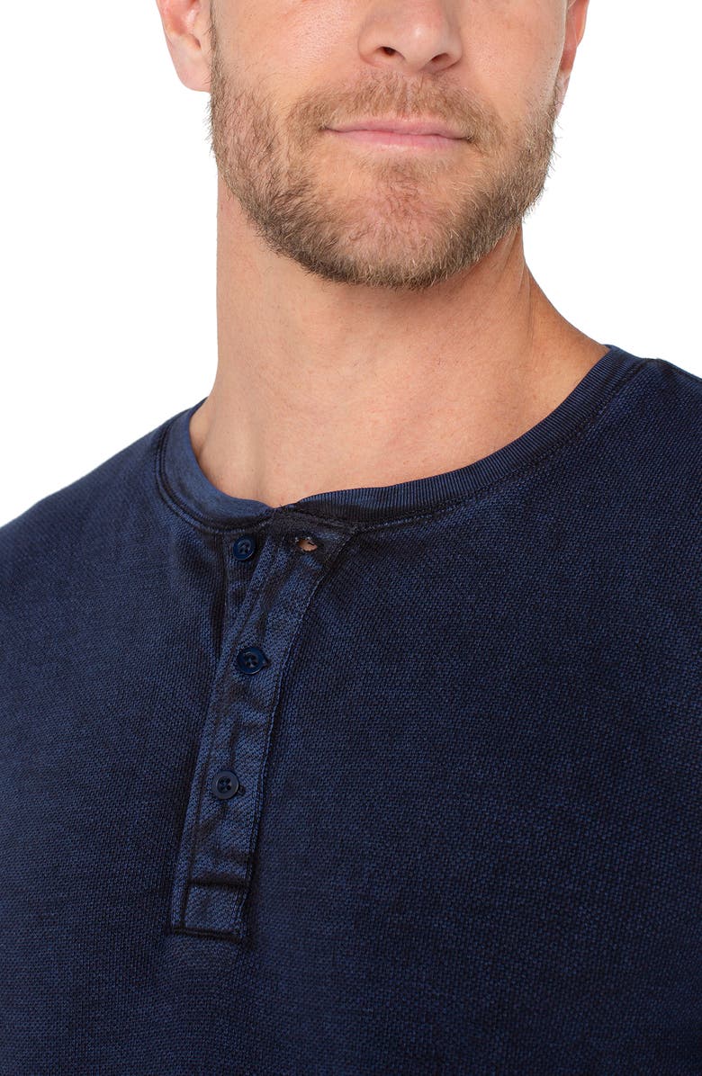 Liverpool Los Angeles Faded Cotton Henley, Alternate, color, Midnight Blue/ Black
