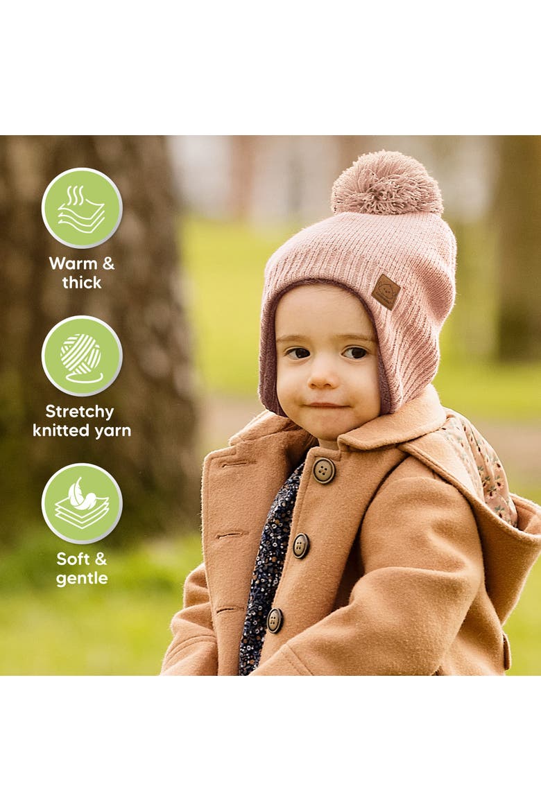 Muff Knitted Beanie, Alternate, color, Blush