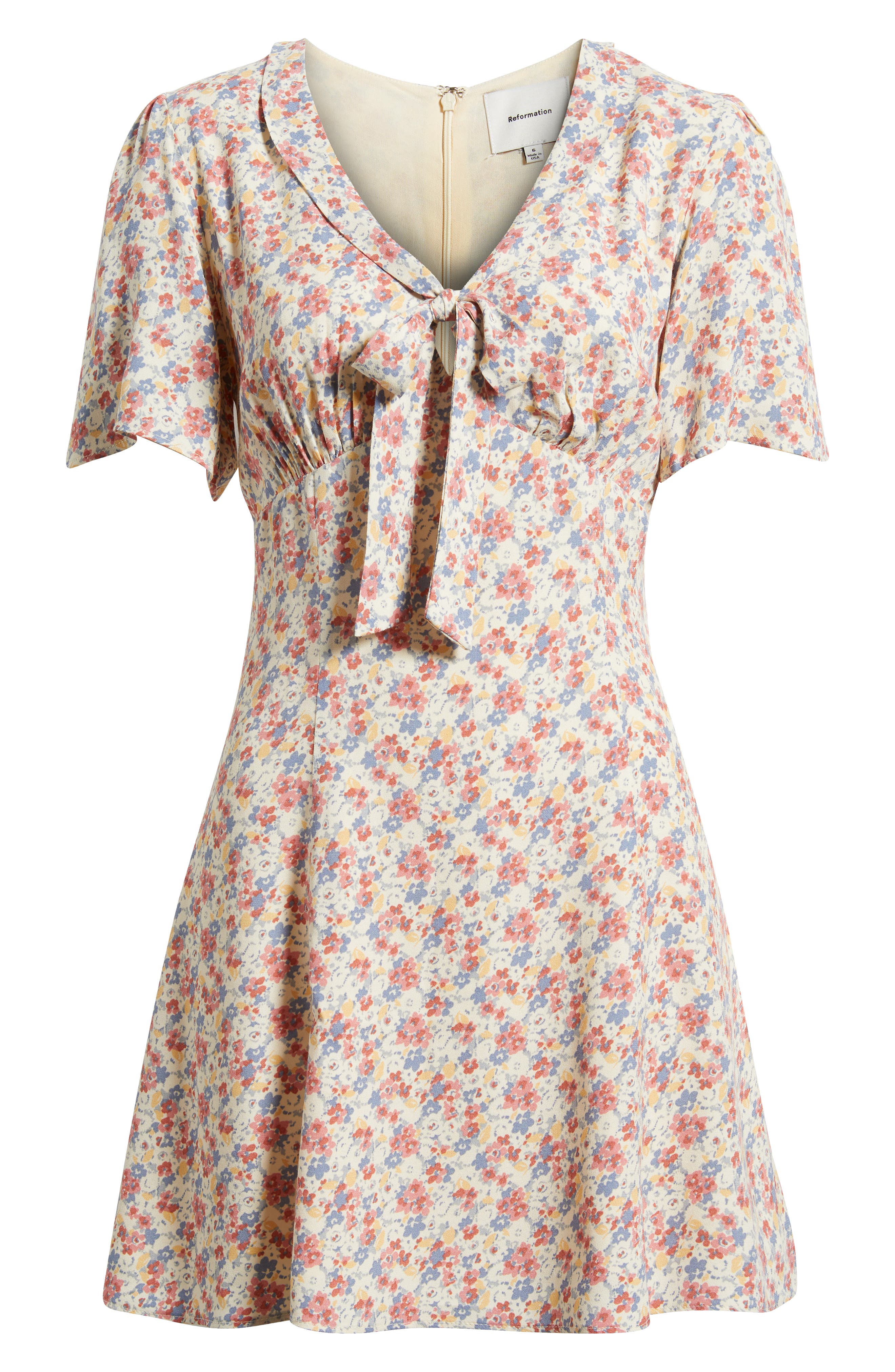 reformation mini floral dress Reformation Tyra floral-print Mini Dress | White