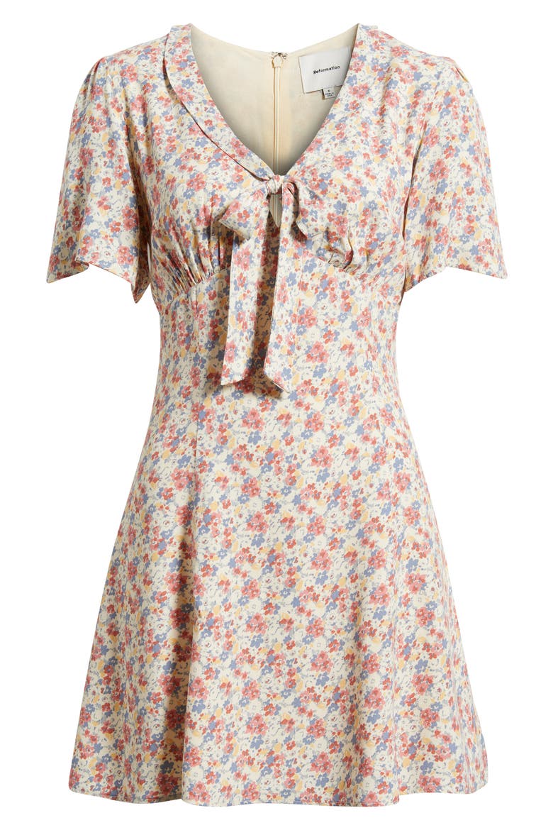 Tyra Floral Tie Front Minidress, Alternate, color, EVELINE