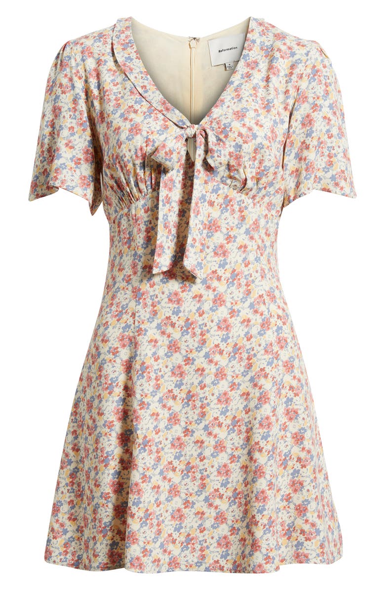 Reformation Tyra Floral Tie Front Minidress, Alternate, color, Eveline