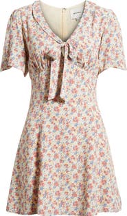 Reformation Tyra Floral Tie Front Minidress