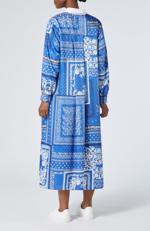 Marina Rinaldi Osanna Print Long Sleeve Maxi Shirtdress In Light Blue