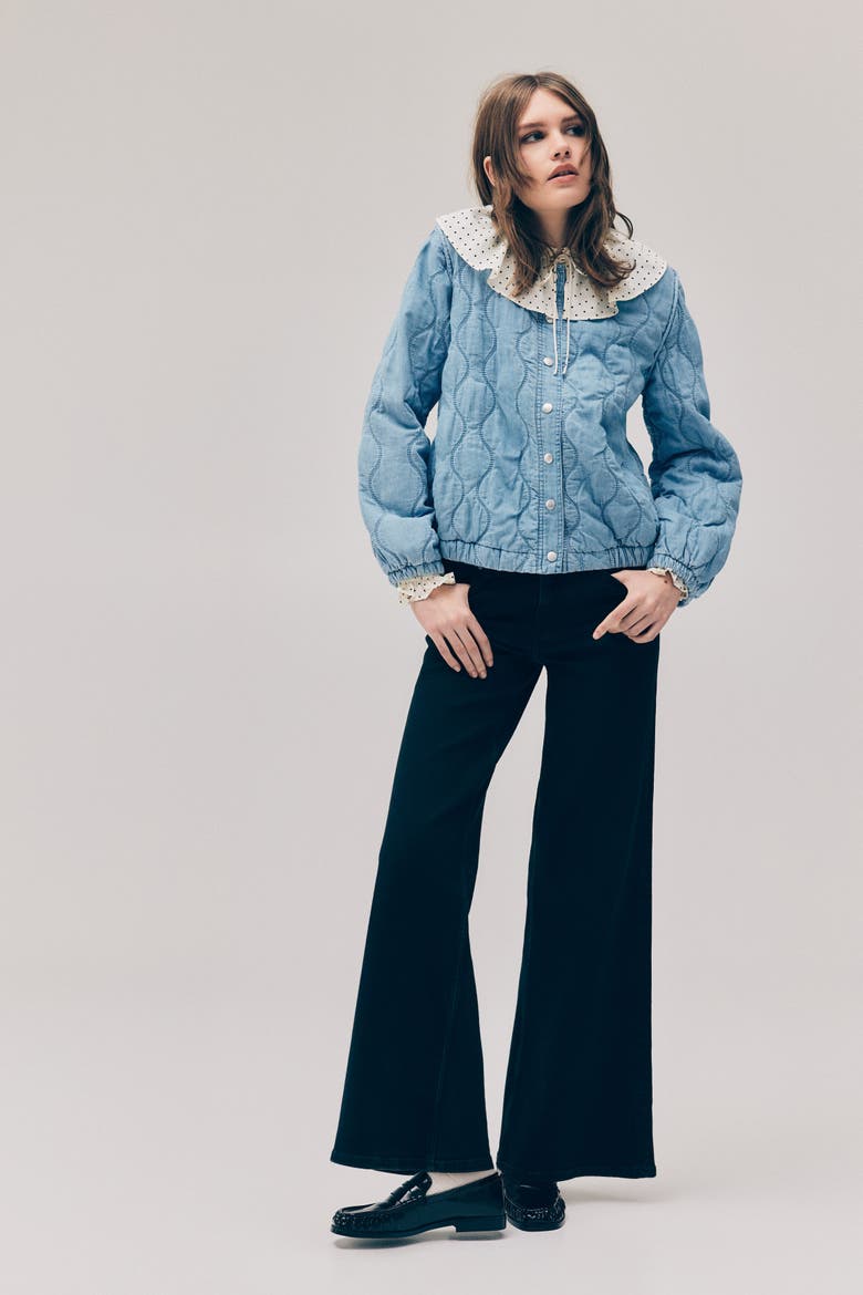 Quilted Denim Jacket, Alternate, color, Light denim blue