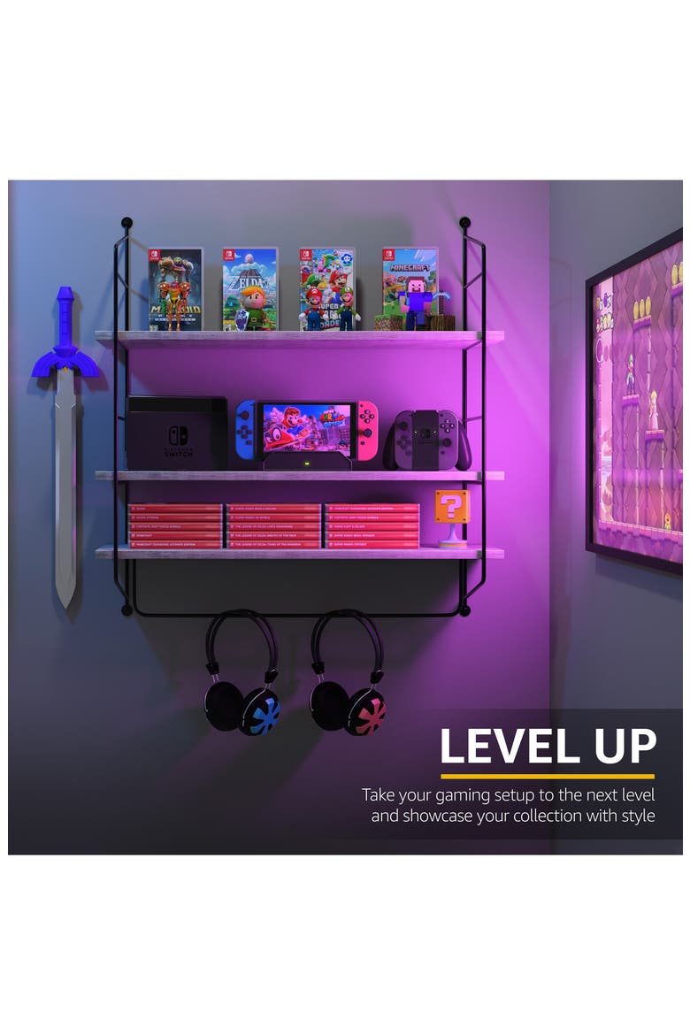 3-Tier Wooden Floating Shelf, Alternate, color, GRAY