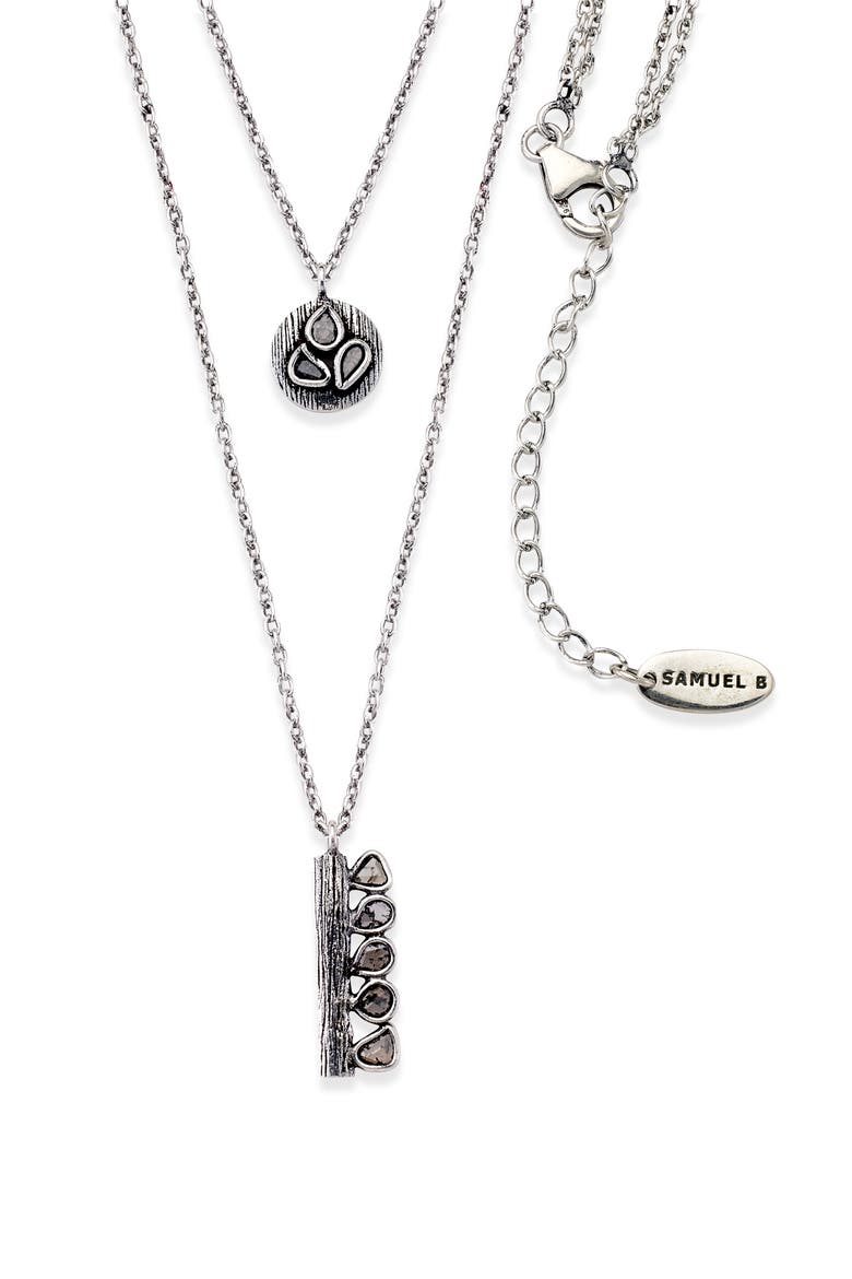 Double Layer Sliced Black Diamond Necklace, Alternate, color, SILVER