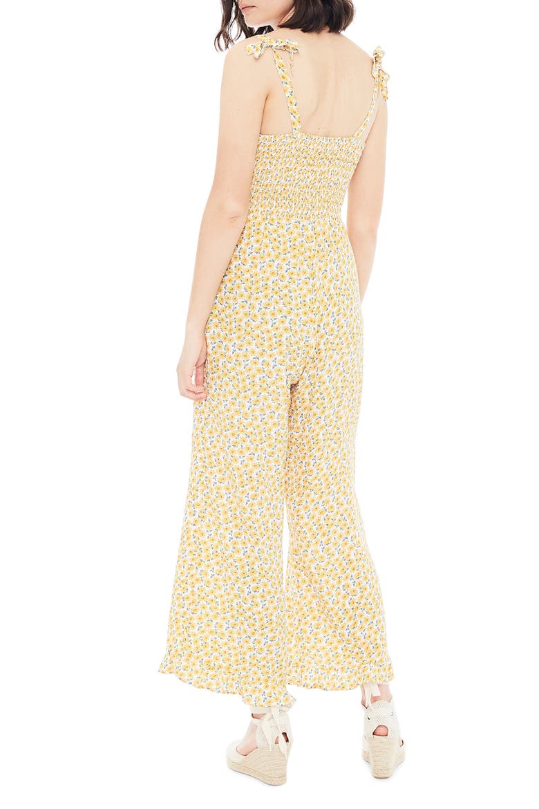 Frankie Floral Frill Hem Wide Leg Jumpsuit, Alternate, color, MARGUERITE FLORAL - YELLOW