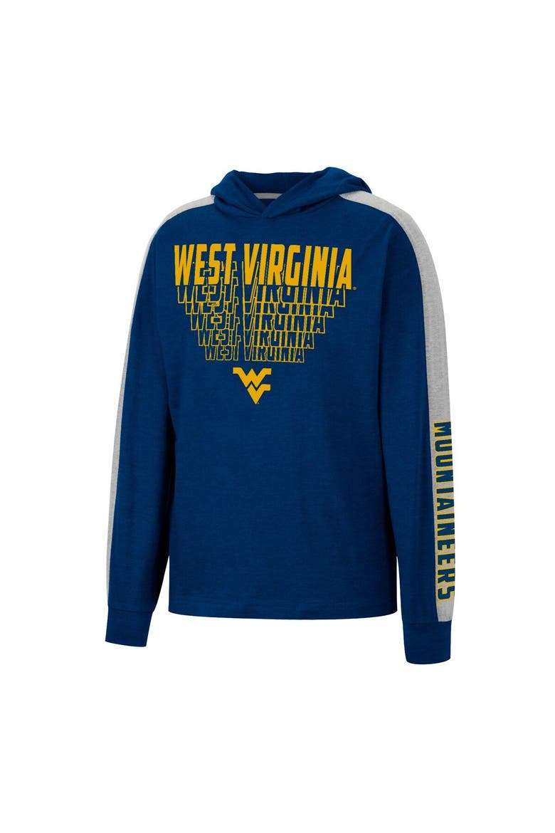 Youth Colosseum Heathered Navy West Virginia Mountaineers Wind Changes Raglan Hoodie T-Shirt, Alternate, color, Heather Navy