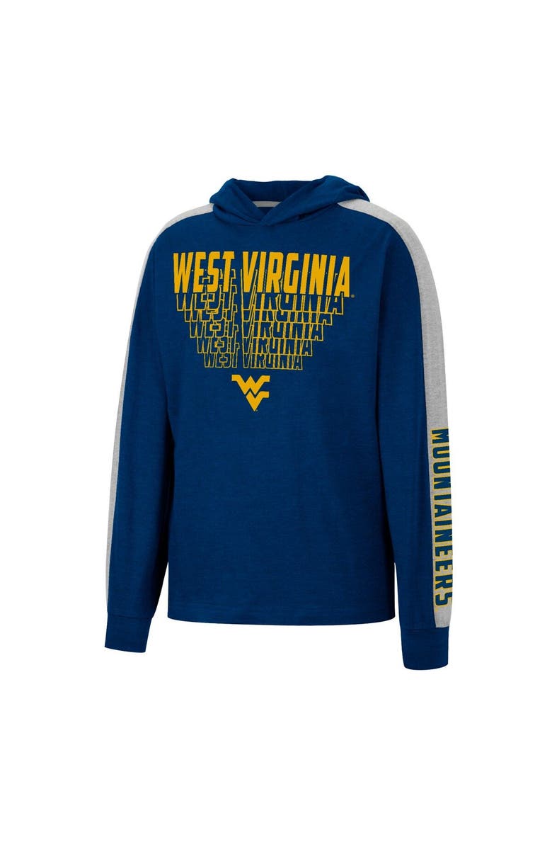 COLOSSEUM Youth Colosseum Heathered Navy West Virginia Mountaineers Wind Changes Raglan Hoodie T-Shirt, Alternate, color, 