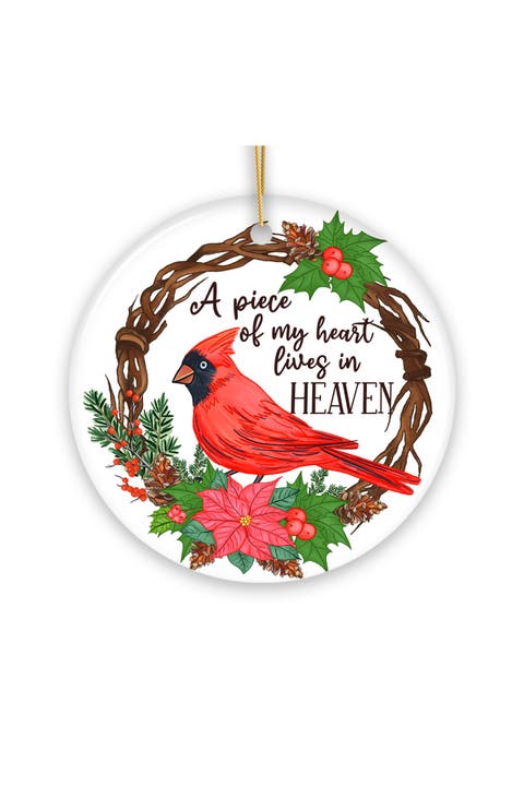 Cardinal Heaven Memorial Wreath Ornament