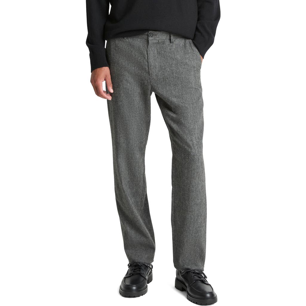 Vince Owen Athletic Fit Flat Front Mélange Dress Pants In Gray