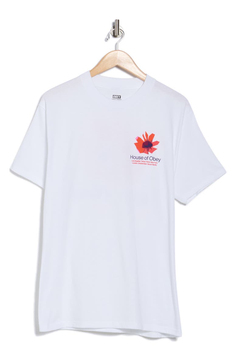 Obey Floral Cotton Graphic T-Shirt, Alternate, color, White