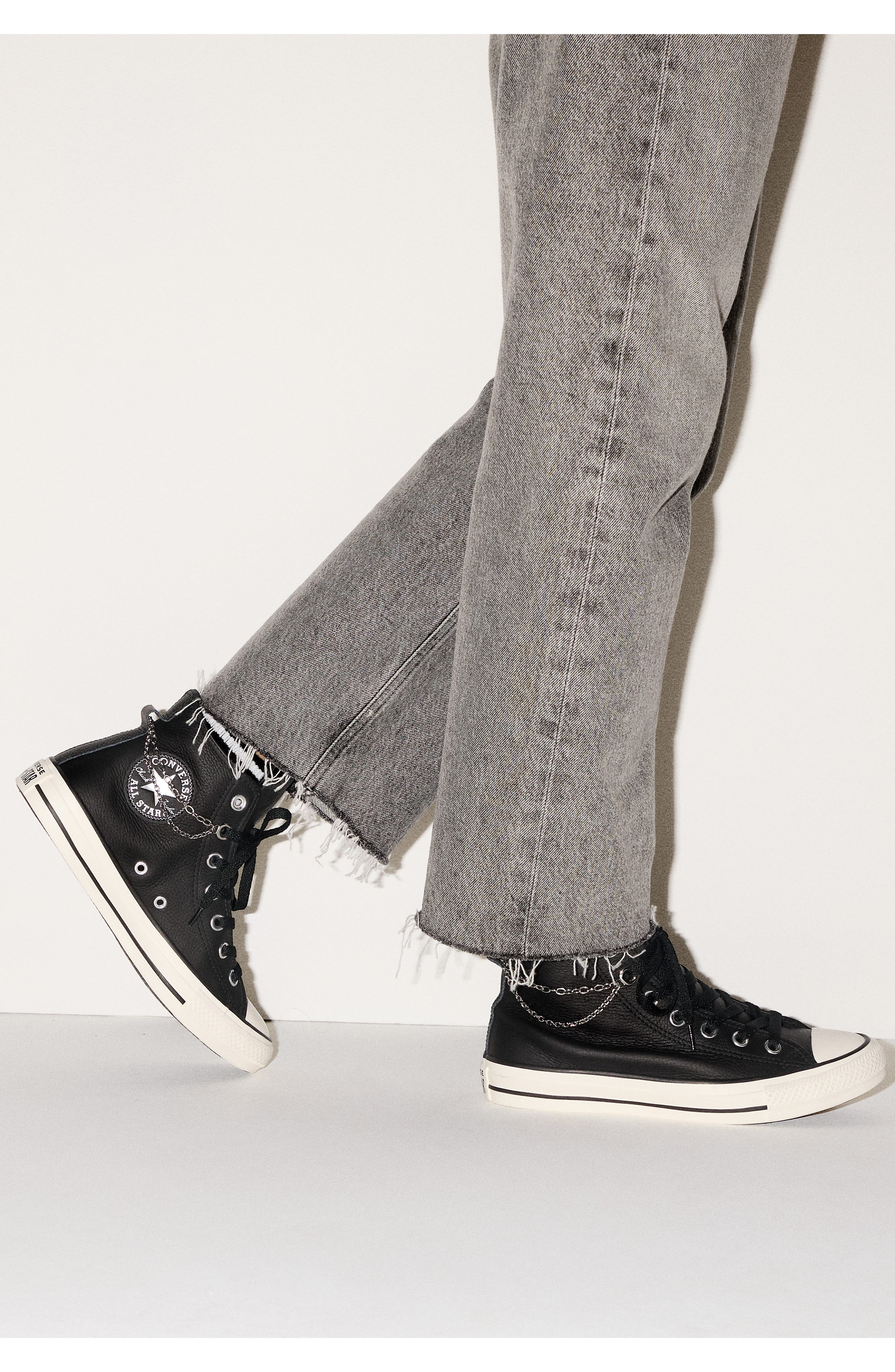 Converse Chuck Taylor<sup>®</sup> All Star<sup>®</sup> Chains High Top Sneaker, Alternate, color, Black/ Silver/ Egret