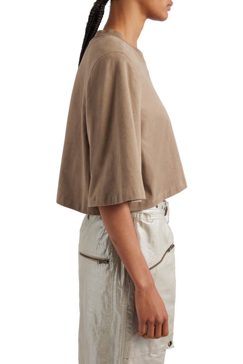 Zaely Shoulder Pad Crop Cotton T-Shirt, Alternate, color, KHAKI