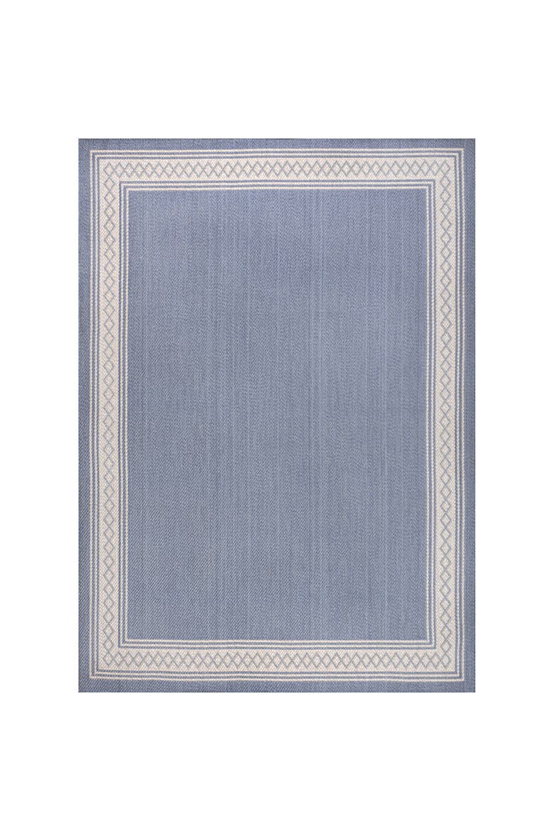 Lucia Classic Diamond Border Indoor/Outdoor Area Rug, Main, color, Blue/Cream
