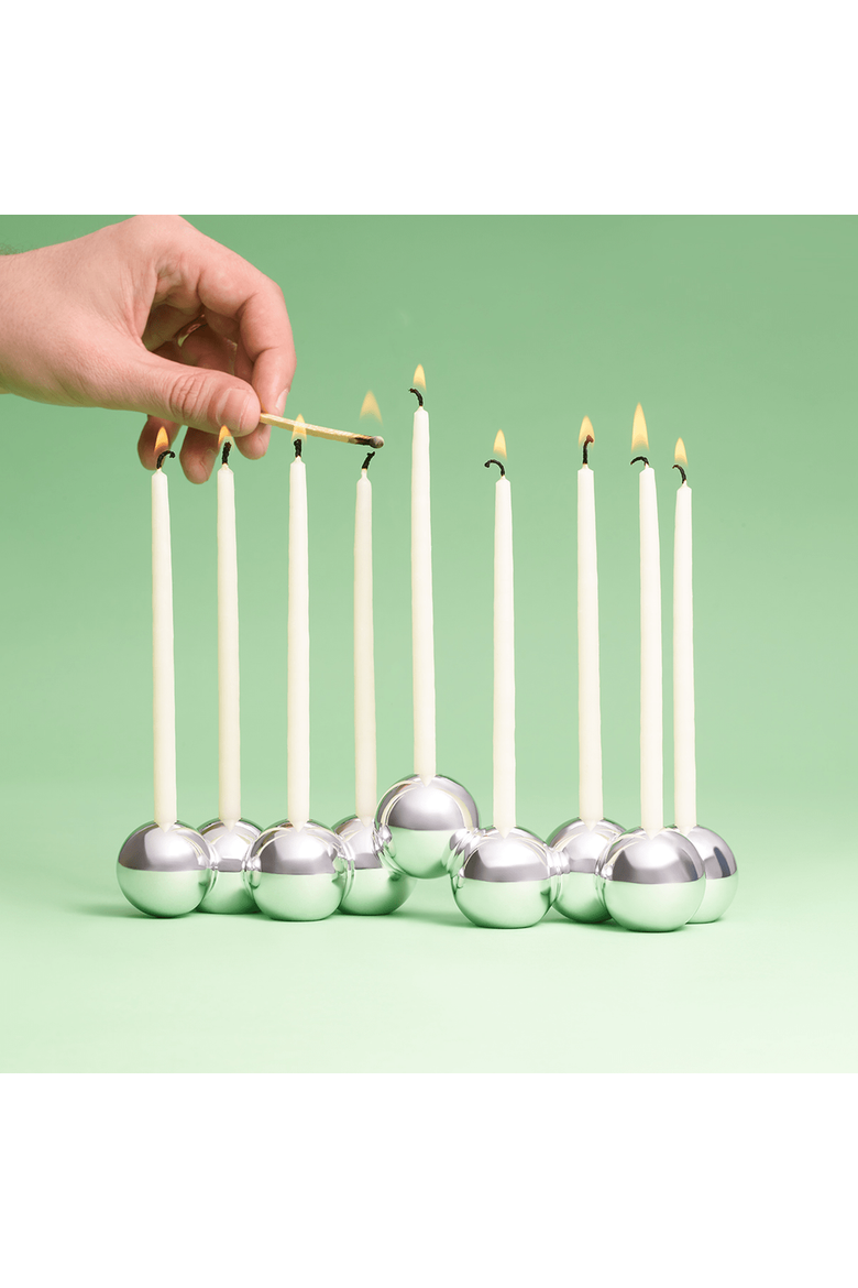 Aluminum Bubble Menorah, Alternate, color, Polished