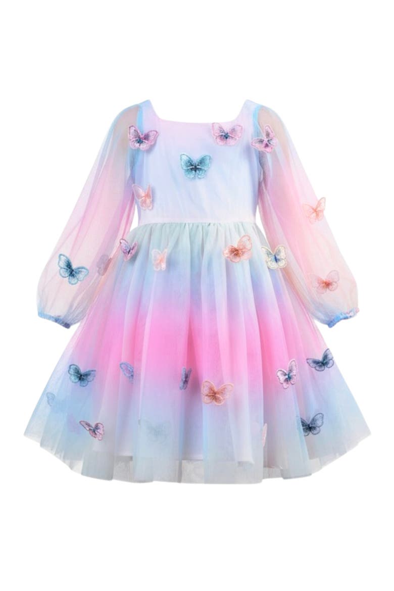 Butterfly Ombre Tulle Party Dress, Main, color, Pink