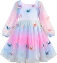 Mia Belle Girls Butterfly Ombre Tulle Party Dress
